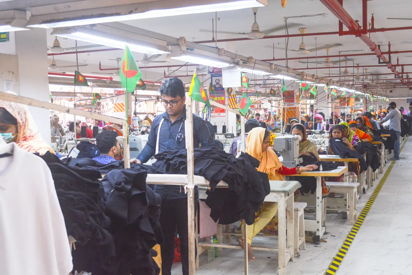 Garment sewing production line